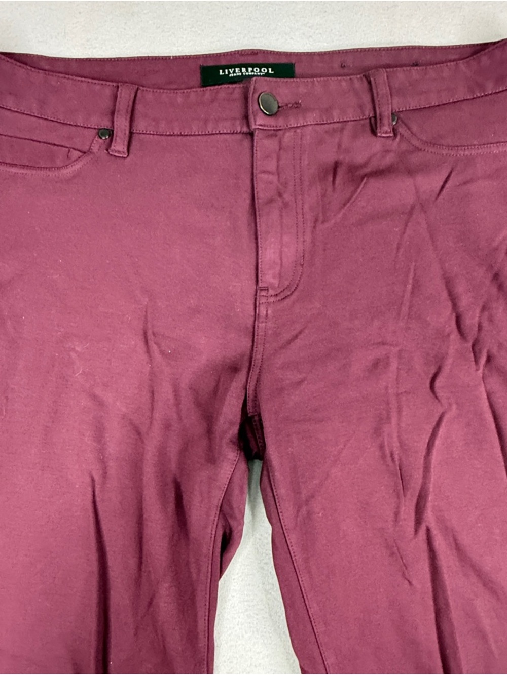 Liverpool Jeans Co Skinny Pants 14/32 Burgundy Wine Stretch Mid Rise - Picture 2 of 9